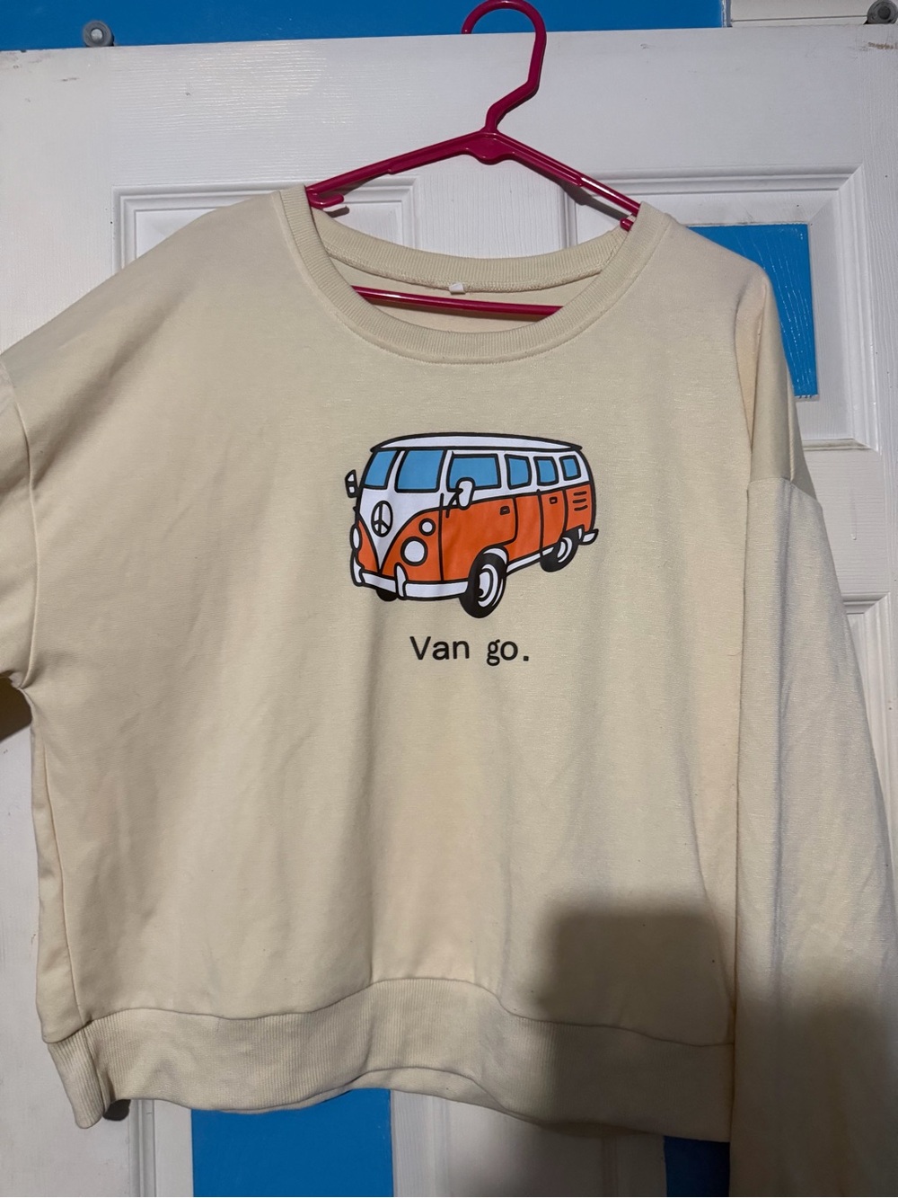 Van go Cream Sweatshirt with Orange Van Graphic